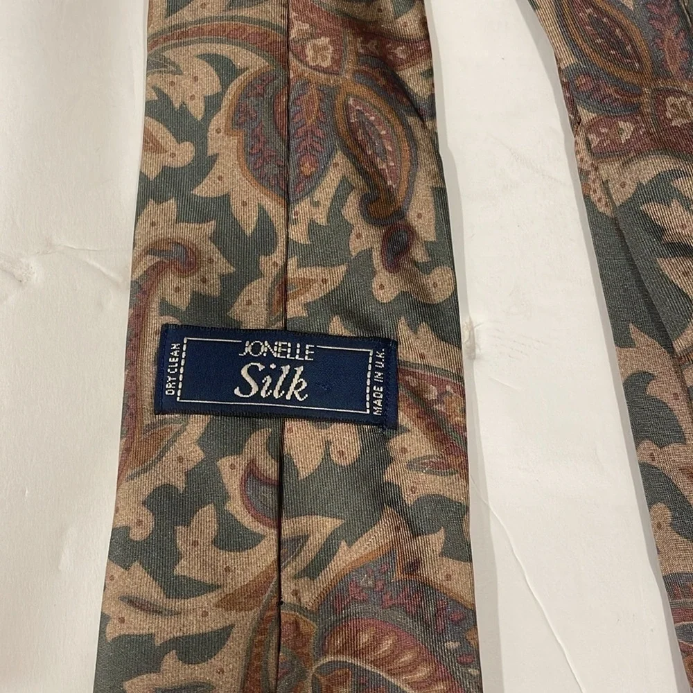 Jonelle Silk abstract floral tan/grey Men’s necktie